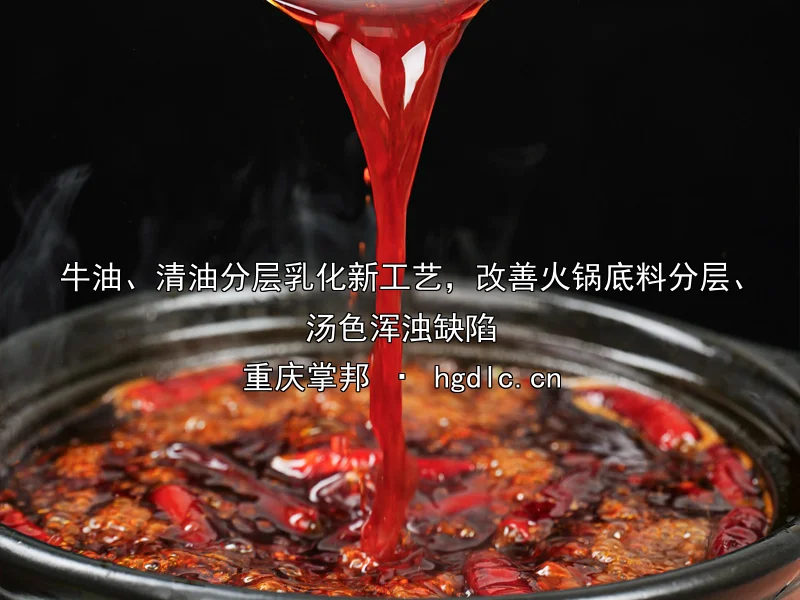 牛油、清油分层乳化新工艺，改善火锅底料分层、汤色浑浊缺陷