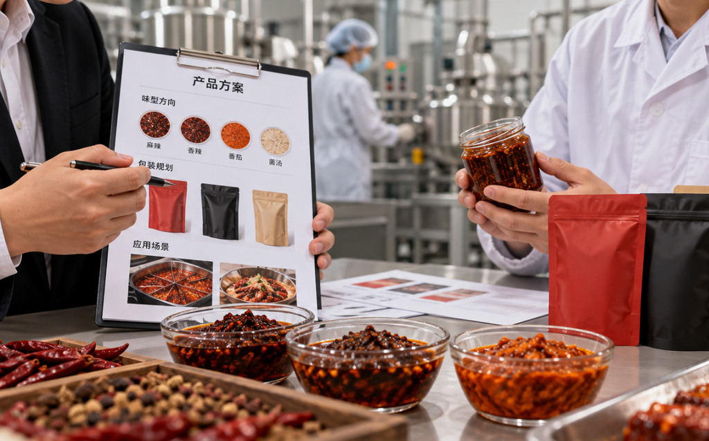 火锅底料贴牌代加工项目中的味型研发、包装规划与生产沟通场景